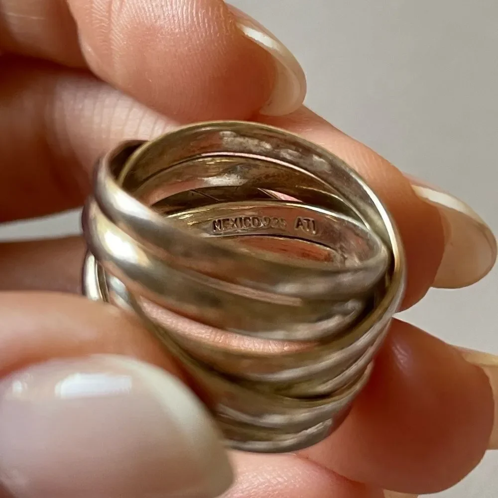 Silver Multi-Band Woven Ring M377